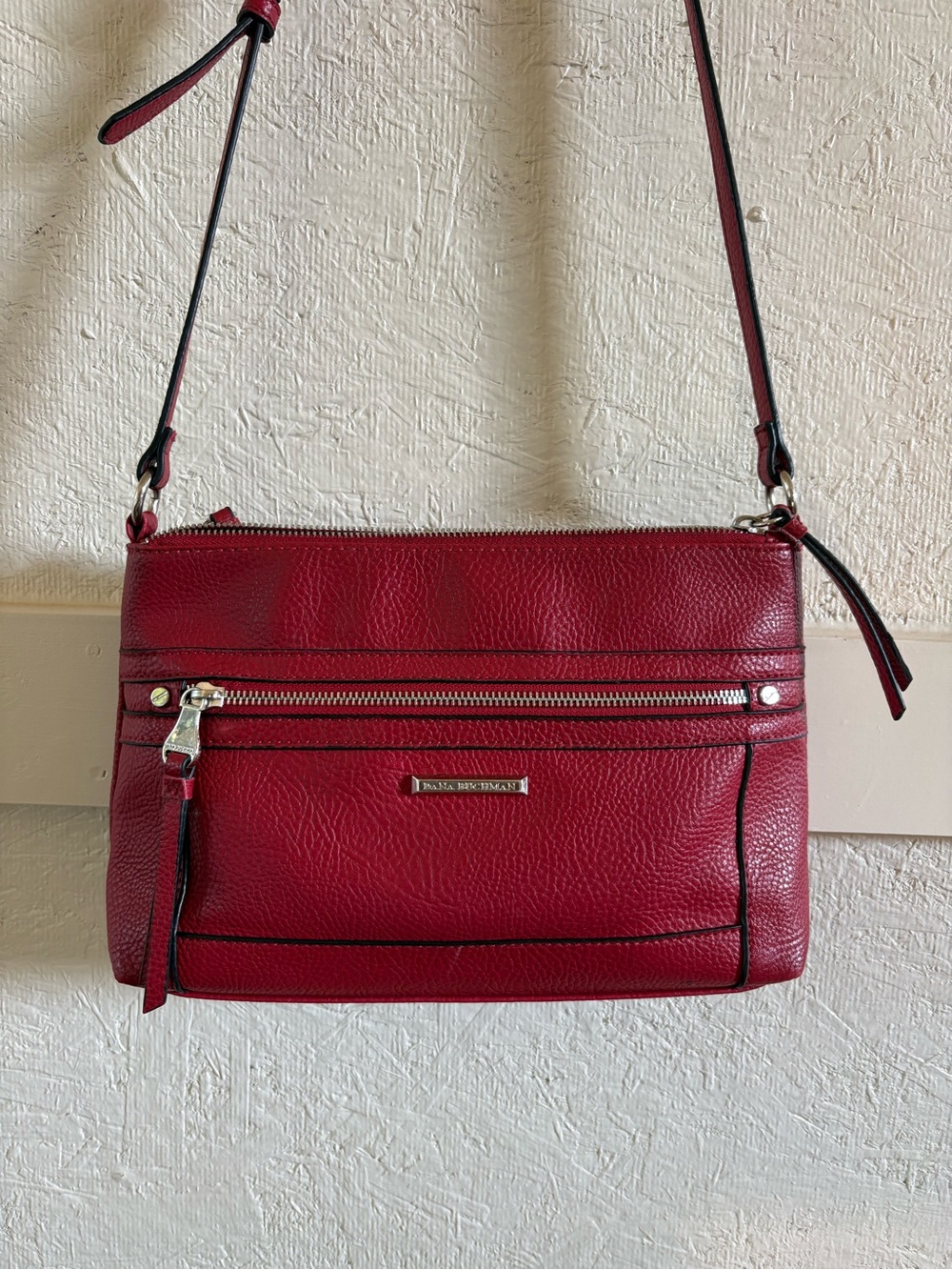 Dana Buchman Red Pebbled Leather Crossbody Bag